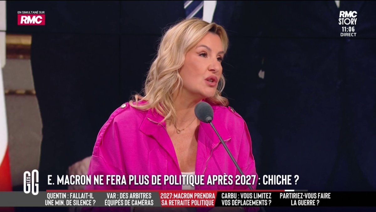 ❌ Emmanuel Macron assure qu'il ne fera "pas de politique" après 2027 : chiche ? 🗣️ Sandrine Pégand : "On ne peut pas lui jeter la pierre sur ces 3.300 milliards de dettes. Ce n'est pas que lui. C'est 40 ans de mauvaise gestion." #GGRMC