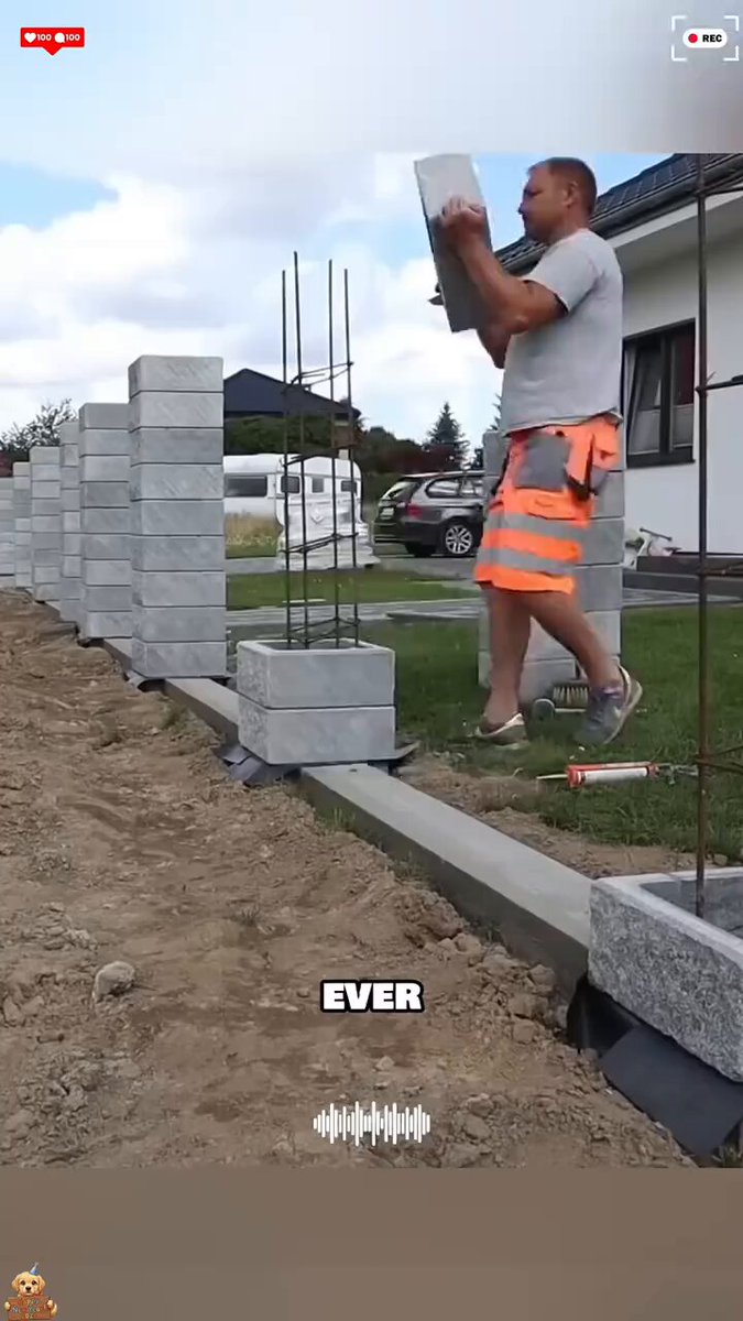 Construction of a modern and stylish fence.