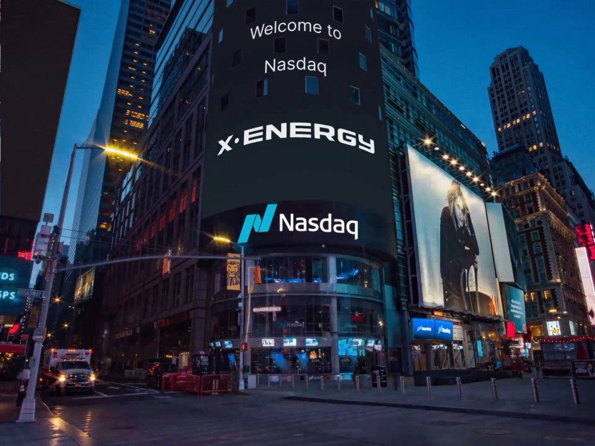 From our headquarters in Rockville, MD to Nasdaq MarketSite in New York, NY, today marks a defining milestone for X-energy. We are proud to be listed on Nasdaq’s Global Select Market as we continue advancing clean, safe, and reliable energy solutions for the future.