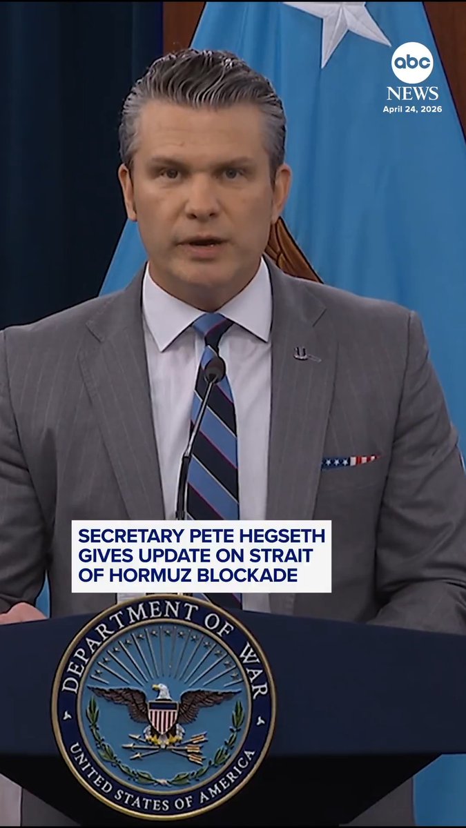 Secretary Pete Hegseth said at a Pentagon press briefing on Friday that "our blockade is only growing and going global" and that Iran "will never get a nuclear bomb."