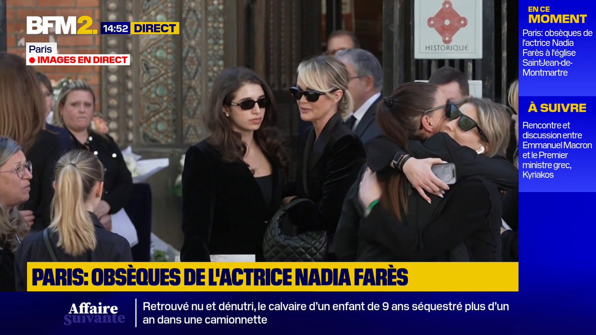 Laeticia Hallyday présente aux obsèques de l'actrice Nadia Farès en l'église Saint-Jean-de-Montmartre à Paris #BFM2