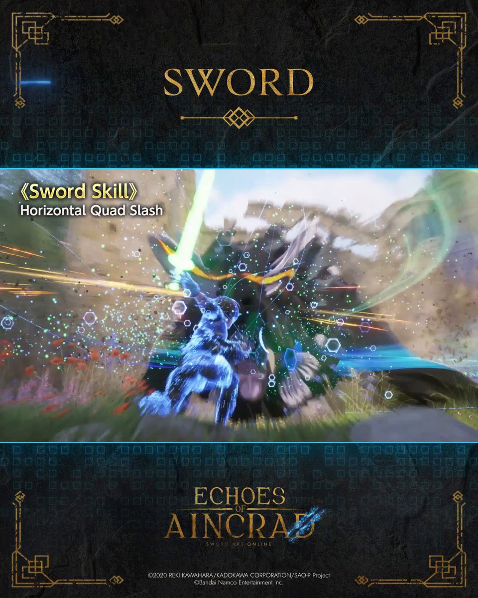 ► Weapon Introduction: Sword ◄ A weapon which deftly balances offense and defense. You can use it with a shield to deal consistent damage to monsters! #SAOEoA #SAO