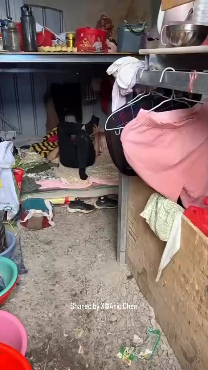 🚨 The brutal truth behind China’s “economic miracle”: This is a typical Chinese factory dormitory where men and women are forced to live together in the same narrow, filthy room. Dozens of workers crammed into triple bunk beds stacked wall-to-wall, clothes hanging everywhere, zero privacy, and zero hygiene. This dehumanizing condition is the daily reality for millions of ordinary Chinese migrant laborers across the country — not the exception, but the norm. While the CCP constantly paints a picture of prosperity and the “Chinese Dream,” they are desperately whitewashing the truth. This is the real hardship of China’s working class. #RealChina #ChinaLabor #MigrantWorkers #CCPLies