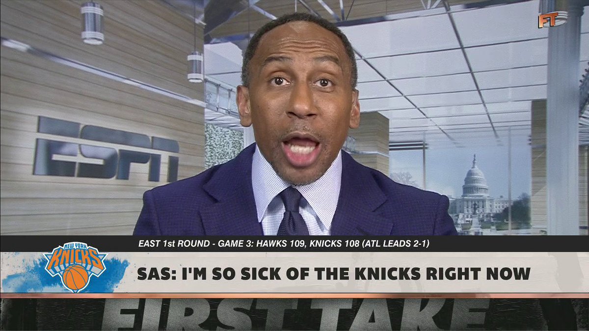 "[There's] gonna be another head coach in New York City if they lose this series. ... The honeymoon is over. ... You're inventing new ways to lose." Stephen A Smith SOUNDS OFF on the Knicks after losing Game 3 to the Hawks 😳