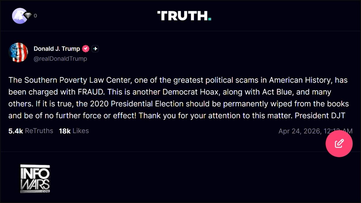 VIDEO: Trump Calls The SPLC “One Of The Greatest Political Scams In American History!” PLUS, President Spotlights Rigged Election For Virginia Governor! "Any Time You Have Mail In Ballots, You Have Cheating!" 🔴WATCH/SHARE THE LIVE ALEX JONES SHOW NOW: