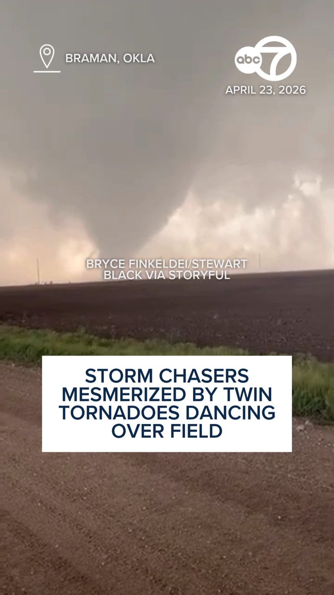 A group of storm chasers were left in awe as twin tornadoes touched down in Braman on Thursday.