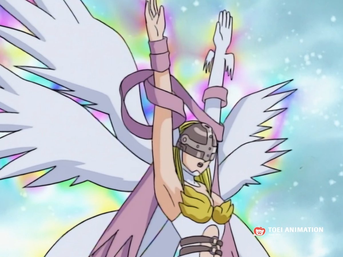 ¡El poderoso ataque de Angewomon! 🏹 Queremos saber cuál Digimon sería tu compañero ideal. 📱🧡 #Digimon #DigimonAdventure #Angewomon #Anime