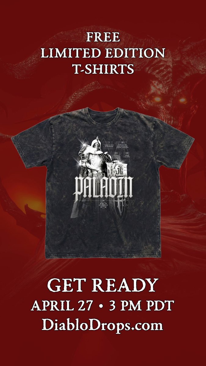 Demonic drops incoming 🔥 Secure your Diablo IV: Lord of Hatred merch when they drop on April 27th before they run out. Terms & Conditions. US Only.