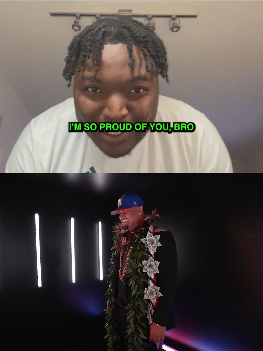 Francis Mauigoa's former teammate Matt McCoy was one of the first to celebrate with him after he was drafted ❤️ New York Giants | Francis. Mauigoa