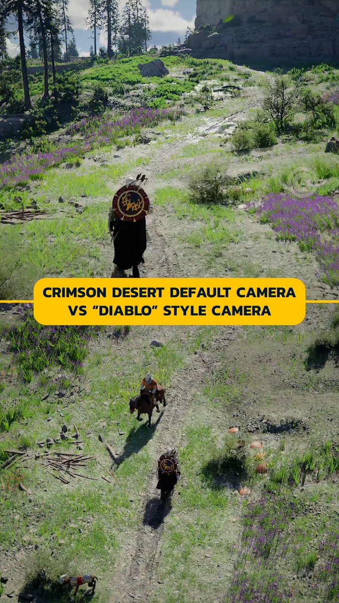 Here's how to have a top-down Diablo-style camera in Crimson Desert: Camera Visual Range = 0 Camera Distance = 100 Camera Vertical Offset = 0 Camera Horizontal Offset = 0 Then toggle the camera while playing to further the distance 🎥