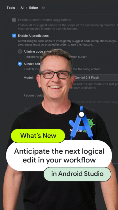 Coding isn’t always linear, so why should your autocomplete be? 🔄 Next Edit Prediction in Android Studio anticipates your next move based on your recent activity. Try it out in the latest version of Android Studio →