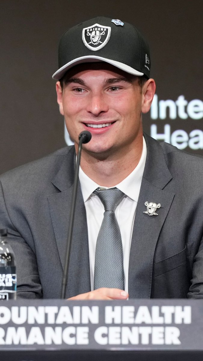 The Las Vegas Raiders welcomed No. 1 draft pick Fernando Mendoza at a press conference at the team's facility in Henderson, Nevada. #LasVegasRaiders #FernandoMendoza #NFL #Football #Raiders