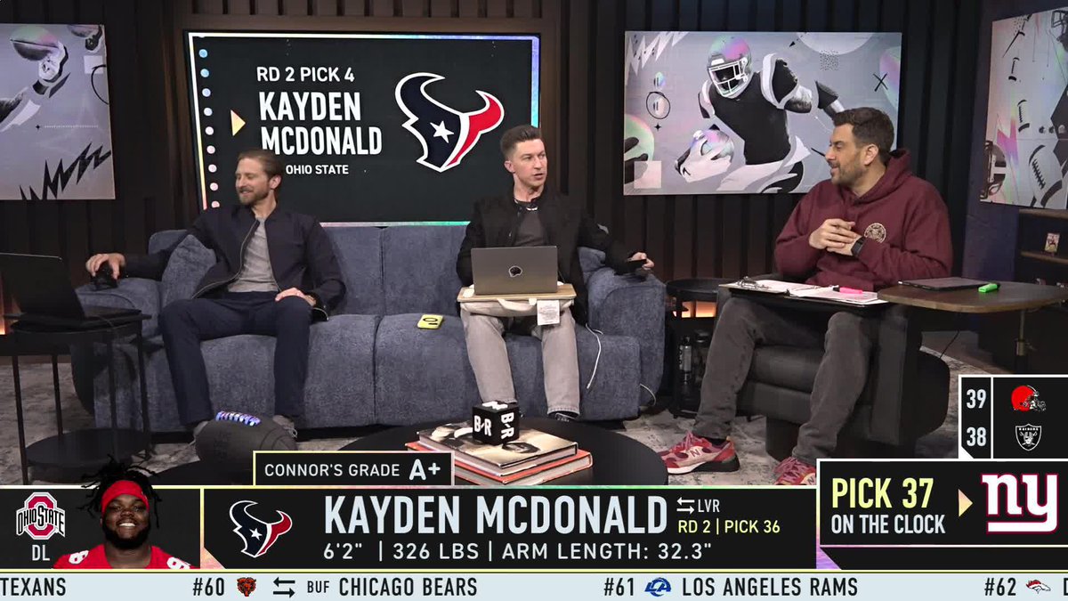 "He would hold the door just as good as Hodor." 😂 Connor Rogers has Kayden McDonald to the Texans as an A+ pick 🔥