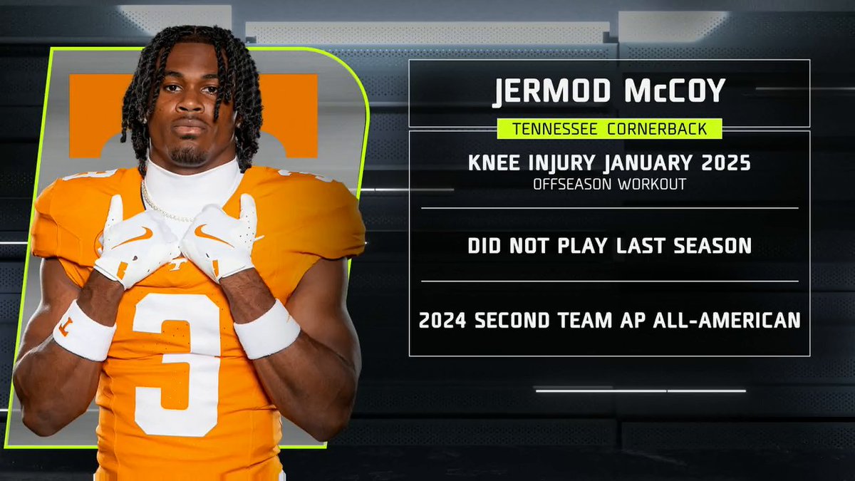 .Adam Schefter gives the latest update on Tennessee CB Jermod McCoy ✍️