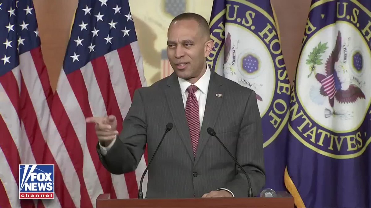 Room erupts in laughter when a child asks top Democrat Hakeem Jeffries why "voters view Democrats so poorly." "Did your dad give you that question," Jeffries asks during the Take Your Child to Work Day event on Thursday. Jeffries then blamed distrust in American institutions and said Democrats need to "continue to convince" Americans they're "focused on making their life better."
