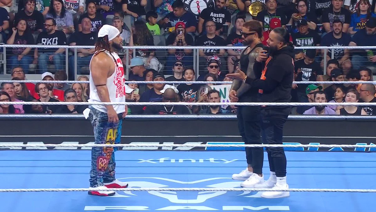 .The Usos are letting Jacob Fatu KNOW what it means to step up with Roman Reigns!! 👀