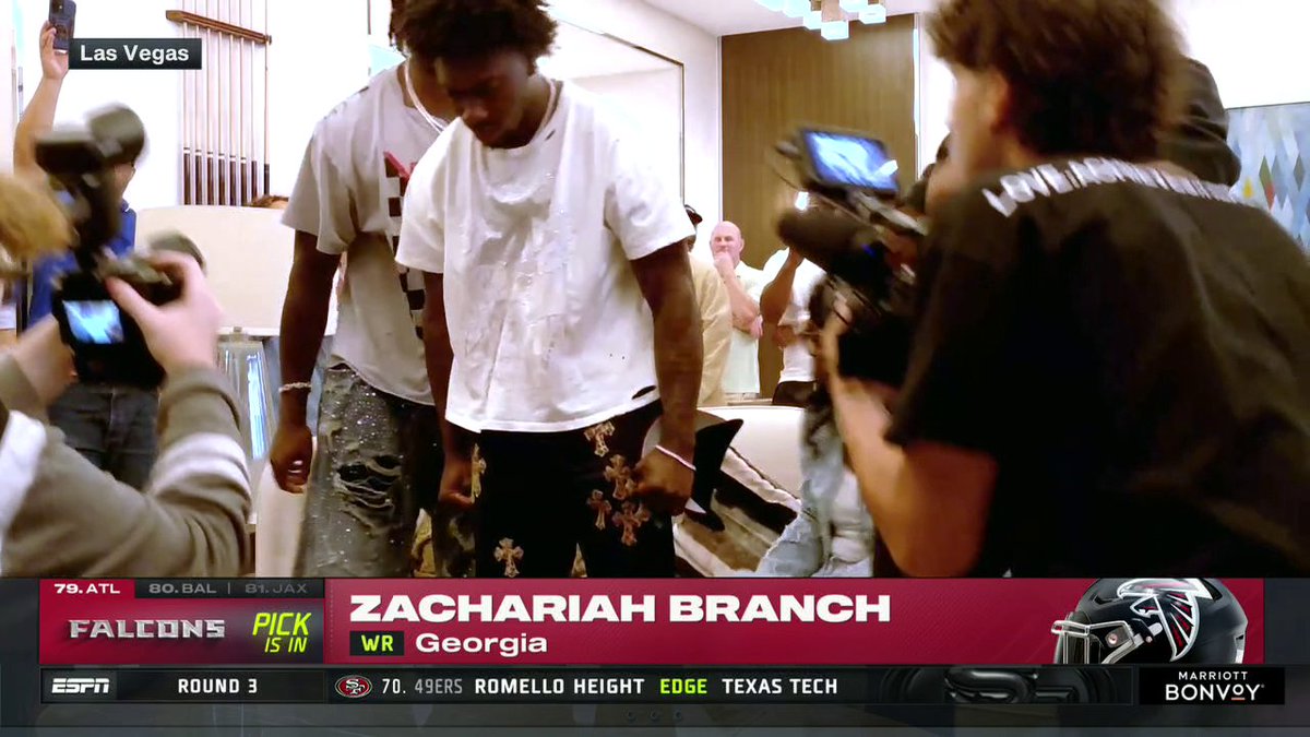 Athens ➡️ ATL Zachariah Branch is staying in Georgia after the Atlanta Falcons selected him with the 79th pick 👏