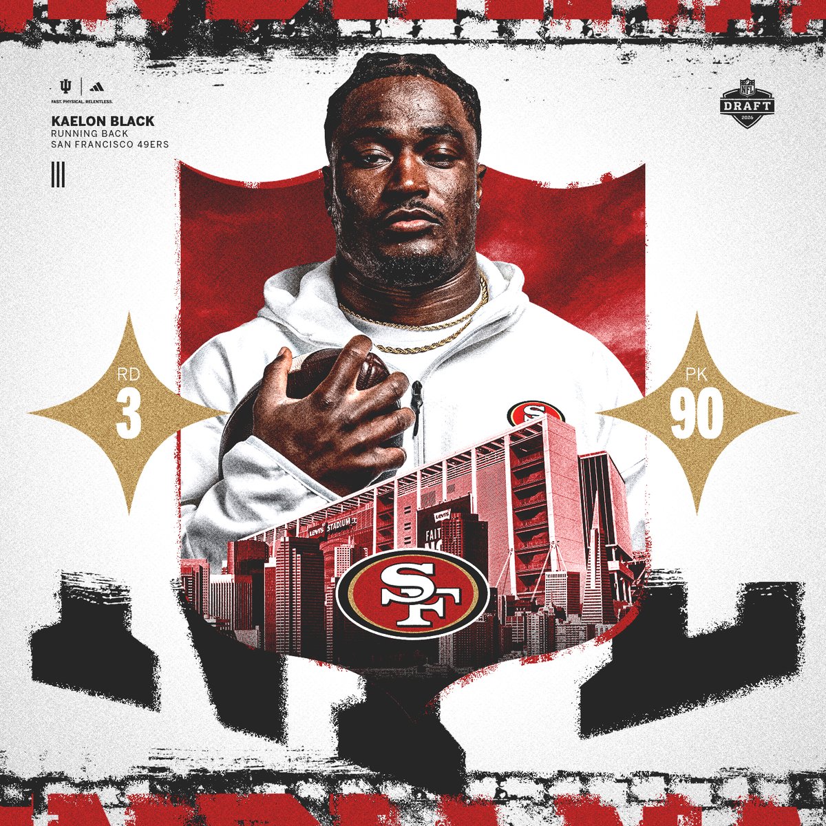 Kaelon Black is a 49er ‼️ #ProIU | 📺 2026 #NFLDraft – April 23-25 on NFL Network/ESPN/ABC.