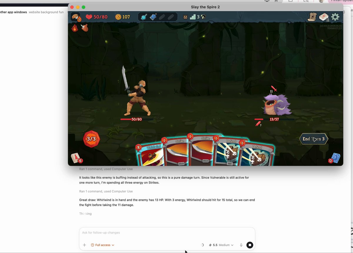 wife: what are you doing me: watching GPT-5.5 learn how to play slay the spire 2 wife: ---