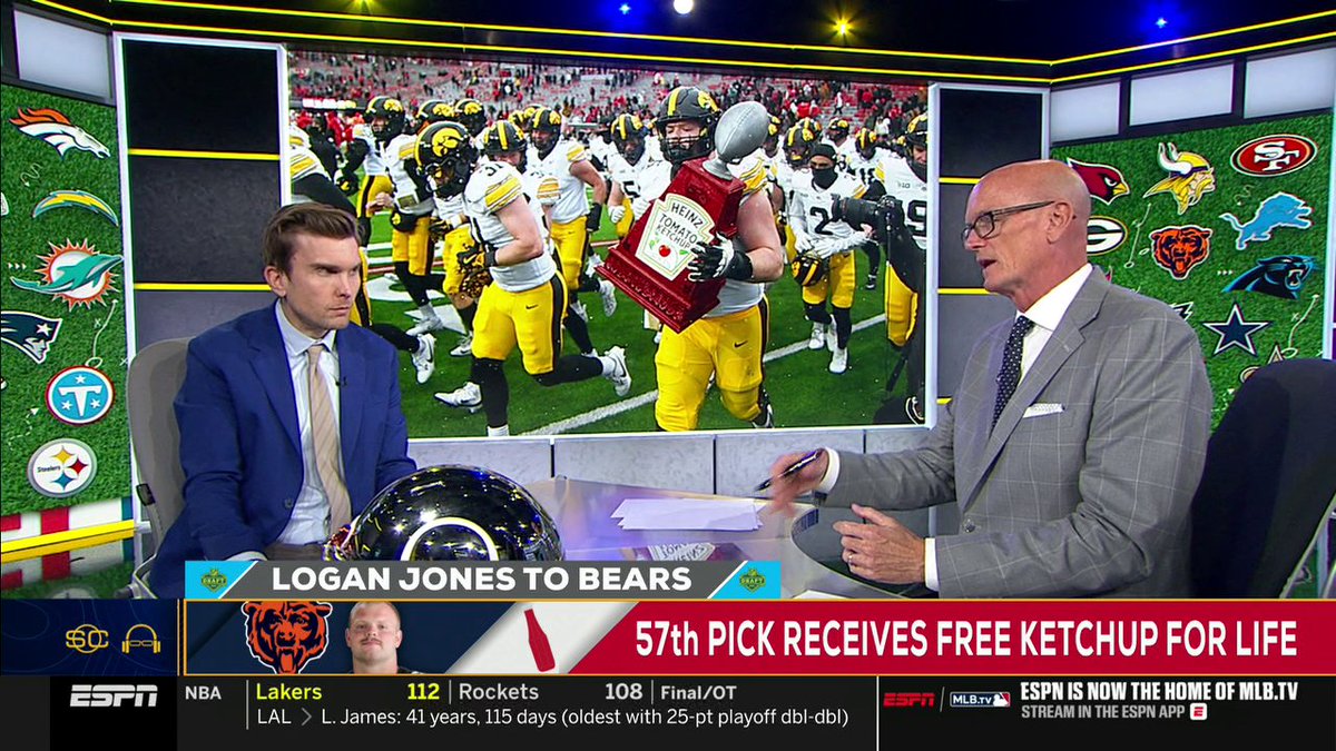 Logan Jones was the 57th pick in the NFL draft, which means he gets ketchup for life 🍅 It also means a fierce debate between Kevin Clark and Scott Van Pelt 🤣
