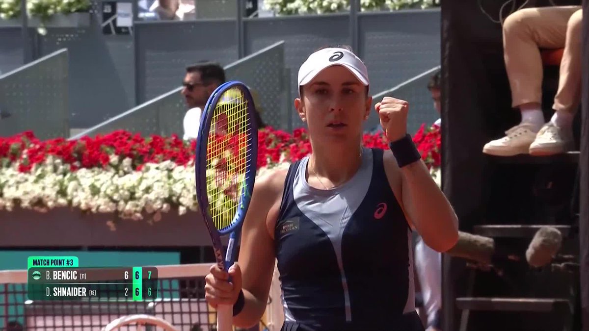 Bencic battles through 💪 Belinda Bencic defeats Shnaider 6-2, 7-6(6) and is into the Round of 16 in Madrid! #MMOPEN