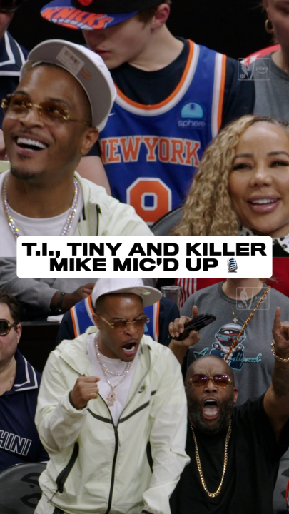 Runnin’ through the 🅰️ T.I., Tiny and Killer Mike brought the vibes for Game 3.