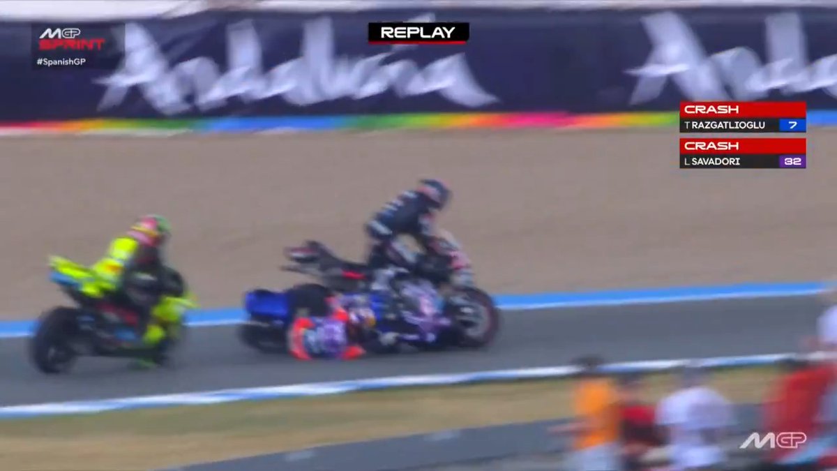 BIG crash for Toprak Razgatlıoğlu and Savadori 💥 #SpanishGP 🇪🇸