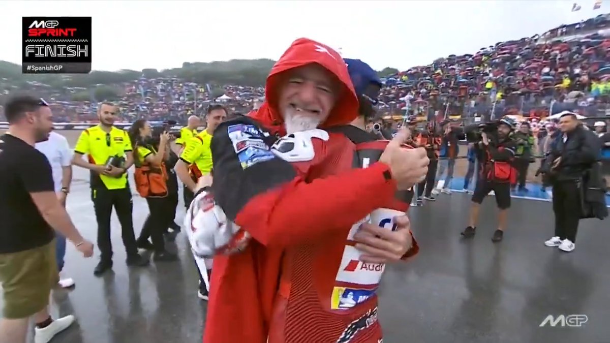 Hugs all round for Pecco Bagnaia 🤗🥈 #SpanishGP 🇪🇸