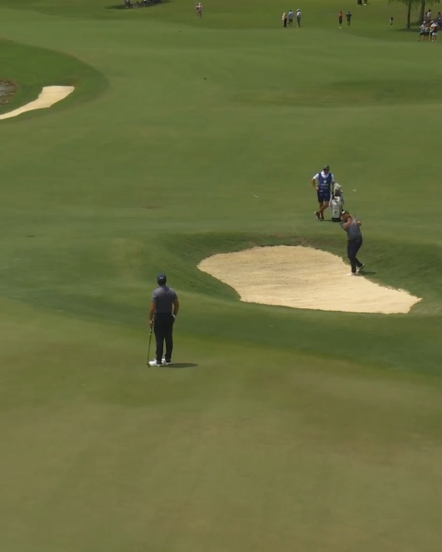 Buckets from the bunker 💪 Dan Brown holes-out for eagle to get him and John Parry to 14-under. 📺 Golf Channel