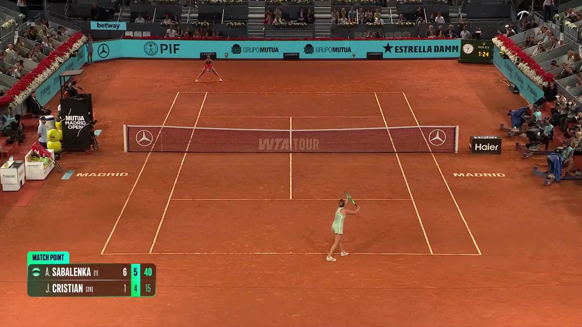 The World No.1⃣ moves on! Sabalenka Aryna defeats Cristian 6-1, 6-4 and is into the next round. #MMOpen