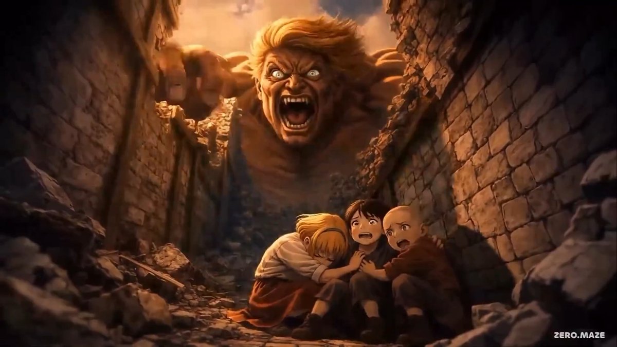 OMG Iranians just published insanely well made epic quality Attack on Titan anime but the Titan is Donald Trump 😭🤣😂