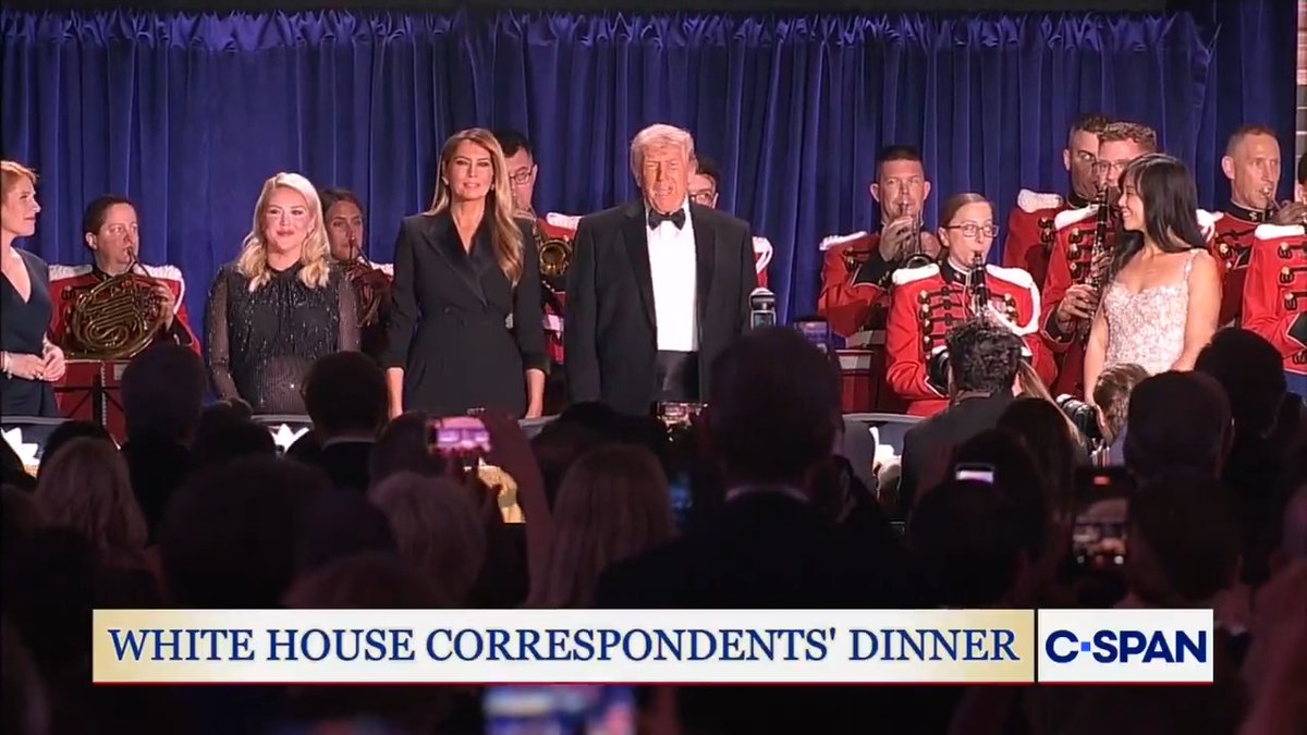 President Trump and First Lady Melania arrive at the White House Correspondents’ Dinner