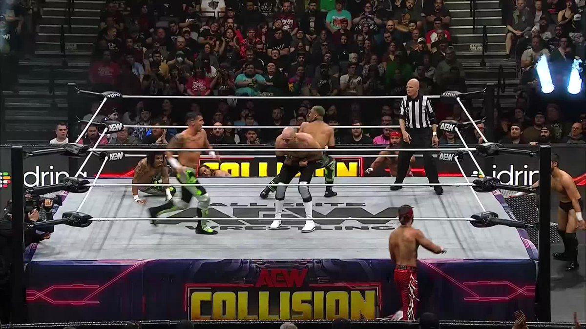 The combined abilities of the @YoungBucks and The Rascalz finally get Claudio down! Watch #AEWCollision on TNT + HBO Max