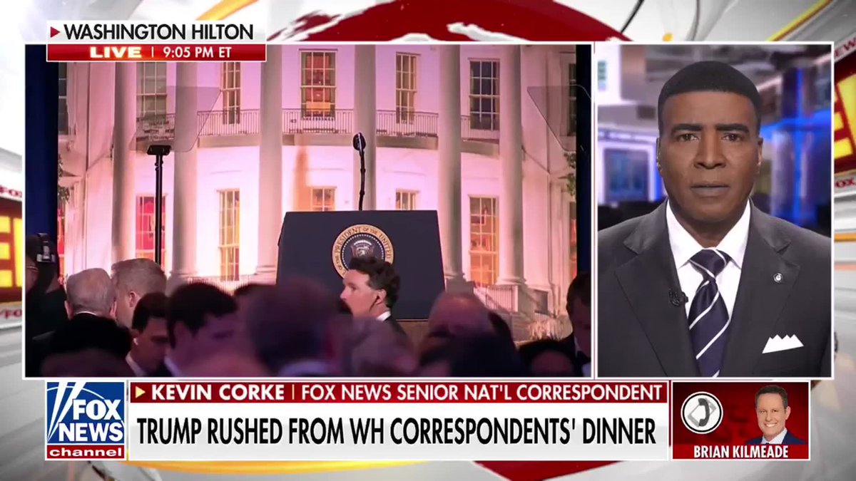 BREAKING: Brian Kilmeade says a shooter is "dead or shot" after a disturbance at the White House Correspondents' Dinner.
