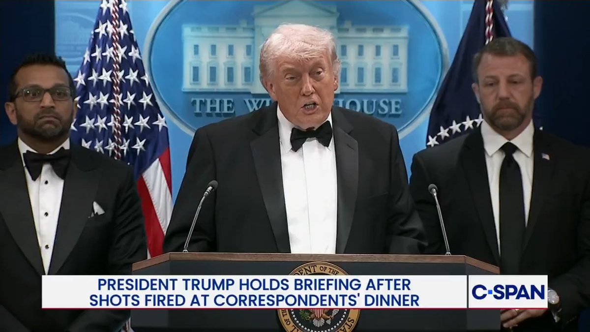 President Trump: "That was very unexpected...a man charged a security checkpoint armed with multiple weapons and he was taken down...one officer was shot but saved by the fact that he was wearing a very good bullet-proof vest."