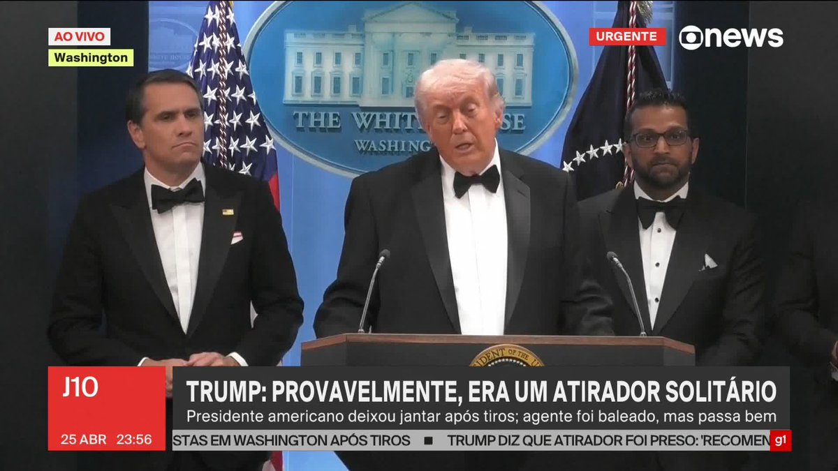 "Ser presidente é uma profissão perigosa", diz Trump após ataque a tiros. ➡️ Assista à #GloboNews: #JornalGloboNews
