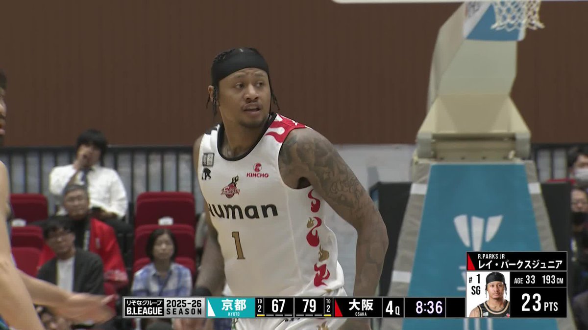 止まりません止まりません！ 大阪#1 パークスジュニアが今日6本目の3Pシュート👌 Ray Parks Jr. 大阪エヴェッサ 📡バスケットLIVEで生配信中 #Bリーグ #りそなグループ