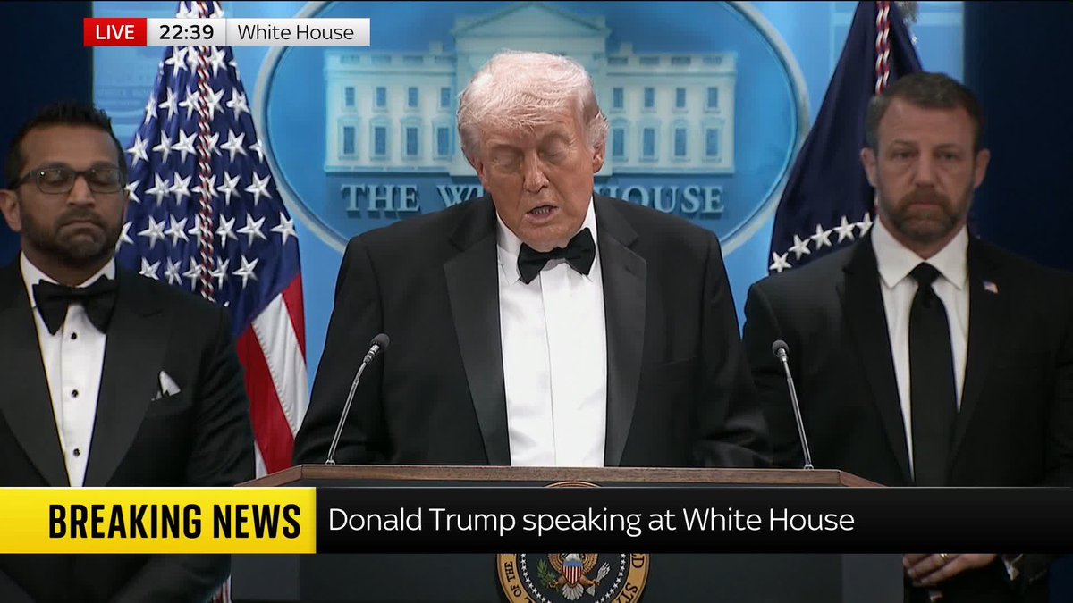 'My impression is he was a lone wolf.' President Trump says suspect is a 'very sick person' at press conference after shots were fired at the White House correspondents' dinner. 📺 Sky 501, Virgin 602, Freeview 233