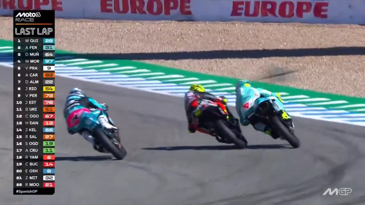 MAXIMO QUILES WINS IN #Moto3 🥇 AND WHAT A BATTLE FOR THE PODIUM 🤯 #SpanishGP 🇪🇸