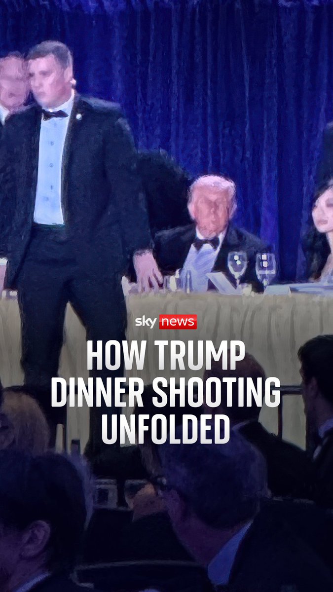 A suspected gunman has been arrested after firing shots at a hotel which was hosting the White House Correspondents' Association dinner for Donald Trump in Washington DC. Sky's Mark Stone, who was in the room when gunshots were heard, goes through a timeline of the events leading up to the moment. 🔗