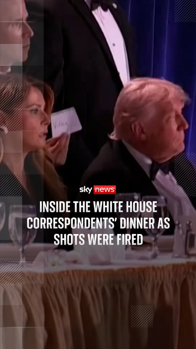 U.S. President Donald Trump was rushed from the White House correspondents' dinner in Washington DC after gunshots were heard outside the ballroom. Sky's James Matthews reports on the shooting, which he witnessed as he sat inside the ballroom. 🔗