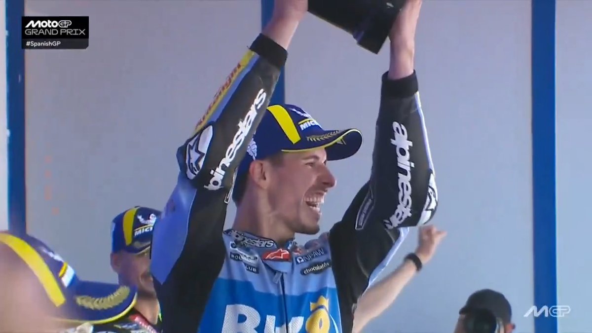 For the second time, Alex Márquez recieves the big trophy at Jerez 🙌 #SpanishGP 🇪🇸