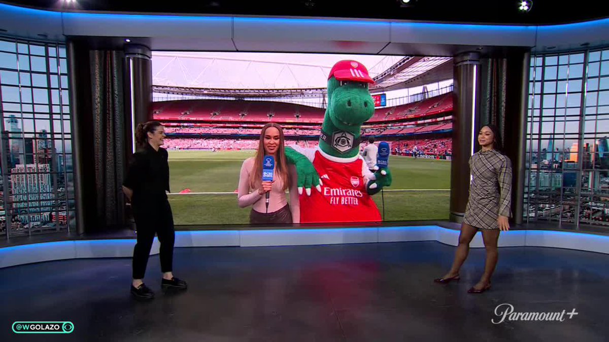 Iconic duo 💅 Anita Nneka Jones &amp; Gunnersaurus 🦖 Stream every UEFA Women’s Champions League game on Paramount+ 📺