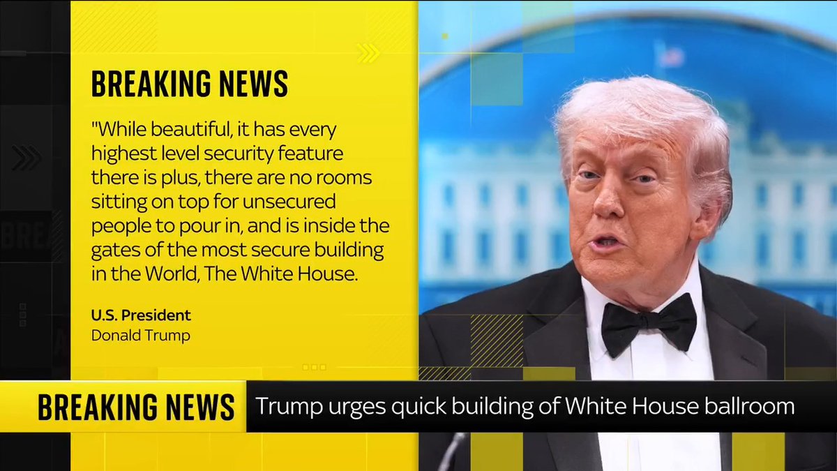 President Trump has repeated his demand for a ballroom in the White House and claims, "This event would never have happened with the Military Top Secret Ballroom currently under construction at the White House." "It cannot be built fast enough!" he added