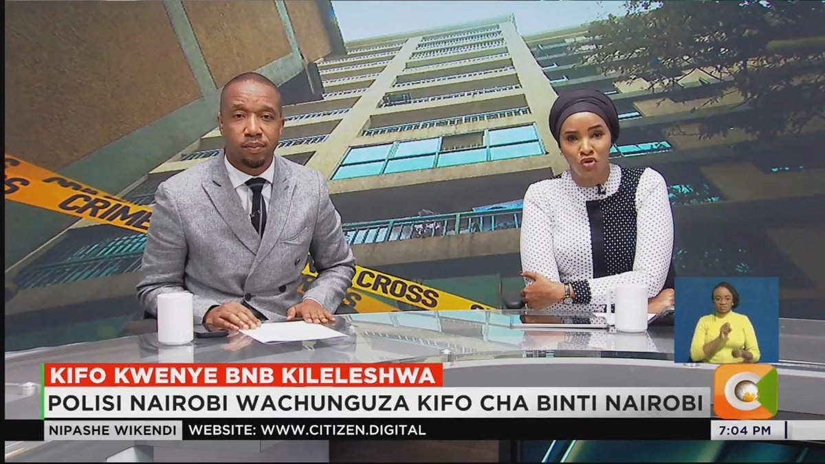 Kifo Kwenye Bnb Kileleshwa: Polisi Nairobi wachunguza kifo cha binti mmoja Msichana wa miaka 22 Consolata Githinji alifariki Alianguka kutoka ghorofa ya 6 ya jumba alikokuwa Kanda za CCTV zimeonyesha dakika zake za mwisho #CitizenNipasheWikendi