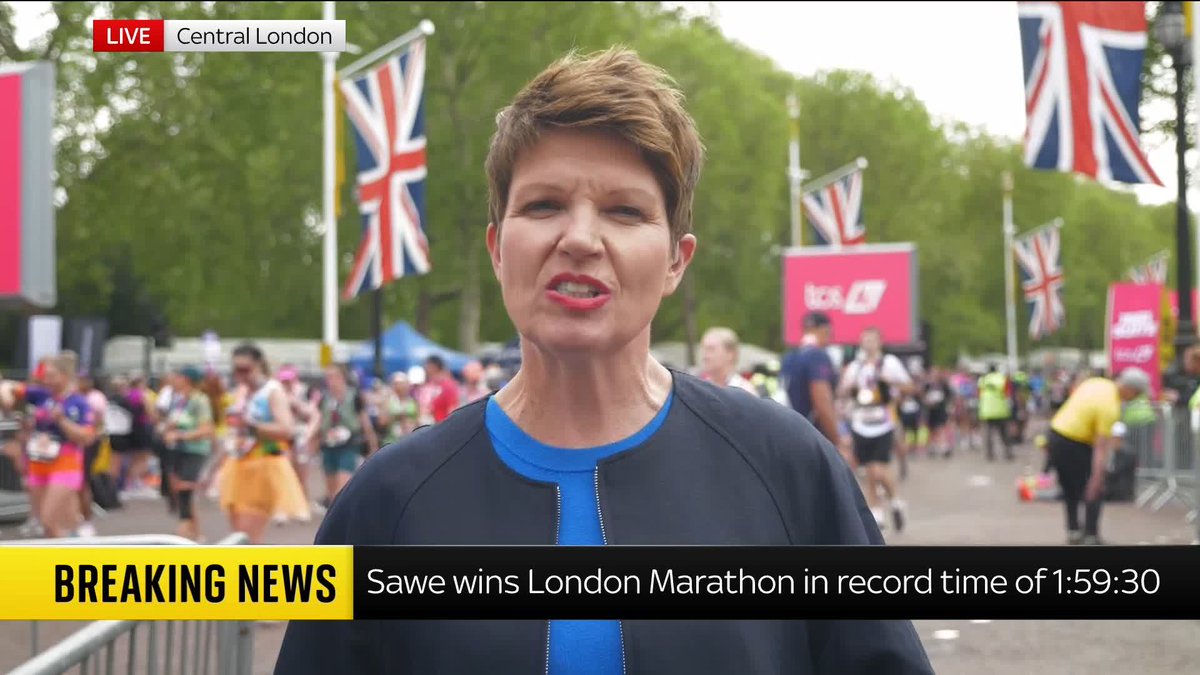 Sky News correspondent Emma Birchley reports on Sebastian Sawe's record-breaking London Marathon run and other milestone achievements by competitors. 📺 Sky 501, Virgin 602, Freeview 233, and YouTube