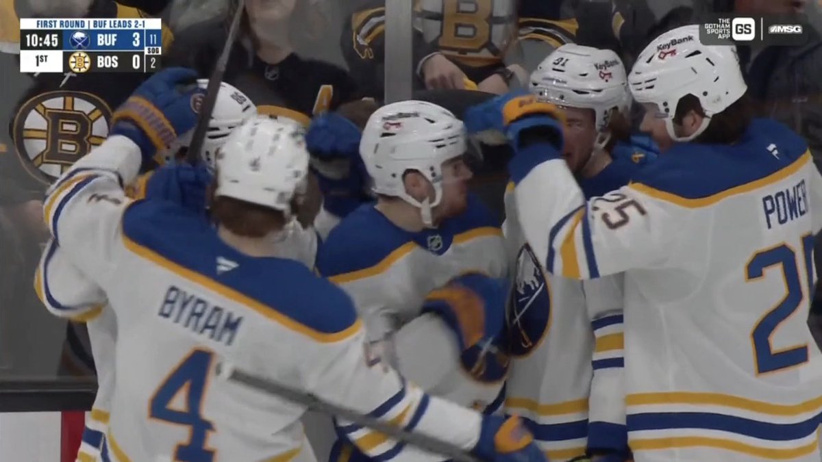 THERE IS A NEW RAT THAT OWNS BOSTON ZACH BENSON GETS HIS FIRST CAREER PLAYOFF GOAL KEEP CHANTING LYON, BOSTON SABRES LEAD 3-0 EARLY IN THIS GAME RIVER HOCKEY IS FUN!