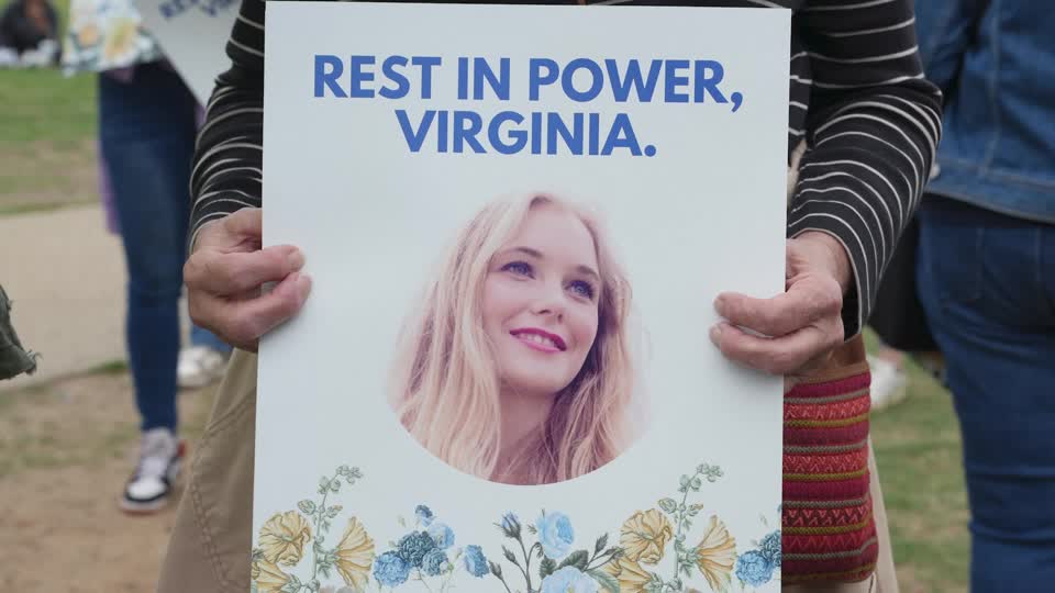 Survivors of Jeffery Epstein and activists gathered near the White House to mark the one-year anniversary of the passing of Virginia Roberts Giuffre, who was among the late convicted sex offender's most vocal accusers