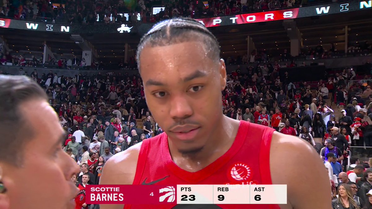 "He's unbelievable!" —Scottie Barnes on Collin Murray-Boyles' play in Game 4 vs. the Cavs
