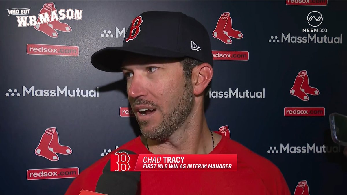 "It was awesome... we gave ourselves a lot of chances to score today and we finally busted through." Chad Tracy on his first MLB win as #RedSox interim manager 🎙️ Presented by W.B. Mason Co.